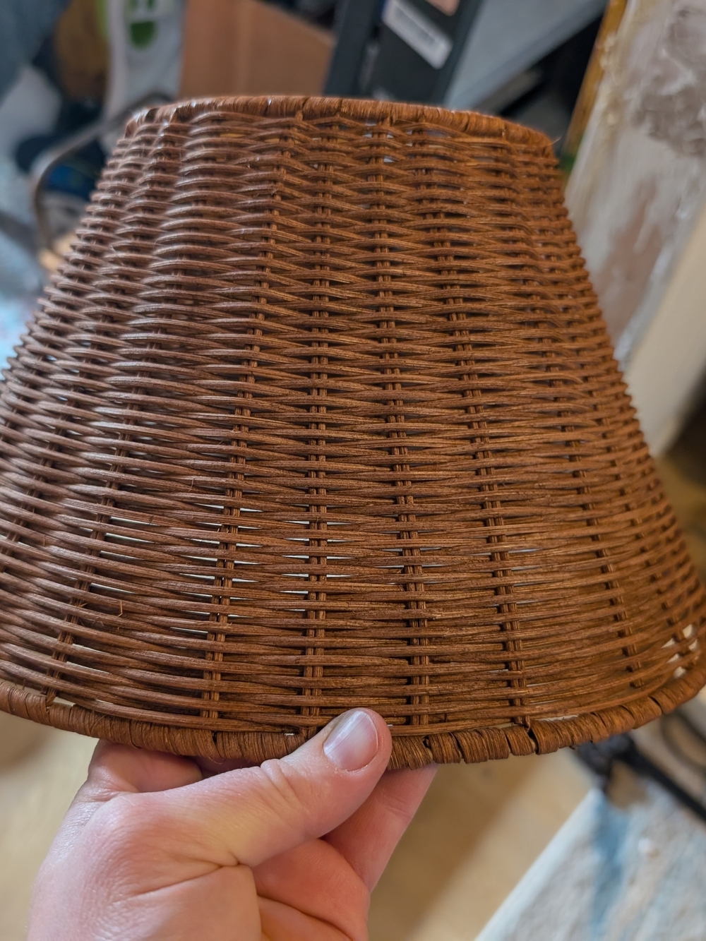 Handwoven Brown Rattan Lantern Shade - Classic Natural Accent